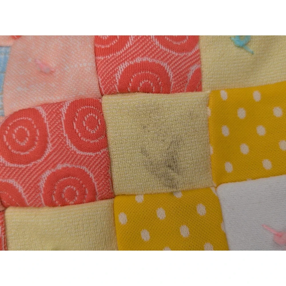 VTG 38x46 Baby Blanket Square Crib Quilted Multicolor Patchwork Holly Hobbie